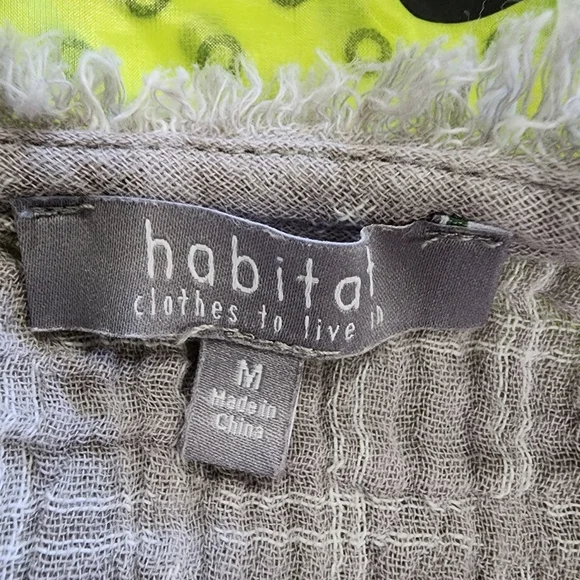 Habitat Gauzy Cotton Blouse Top Popover Raw Edge Seams 3/4 Sleeve size Medium - Picture 5 of 10